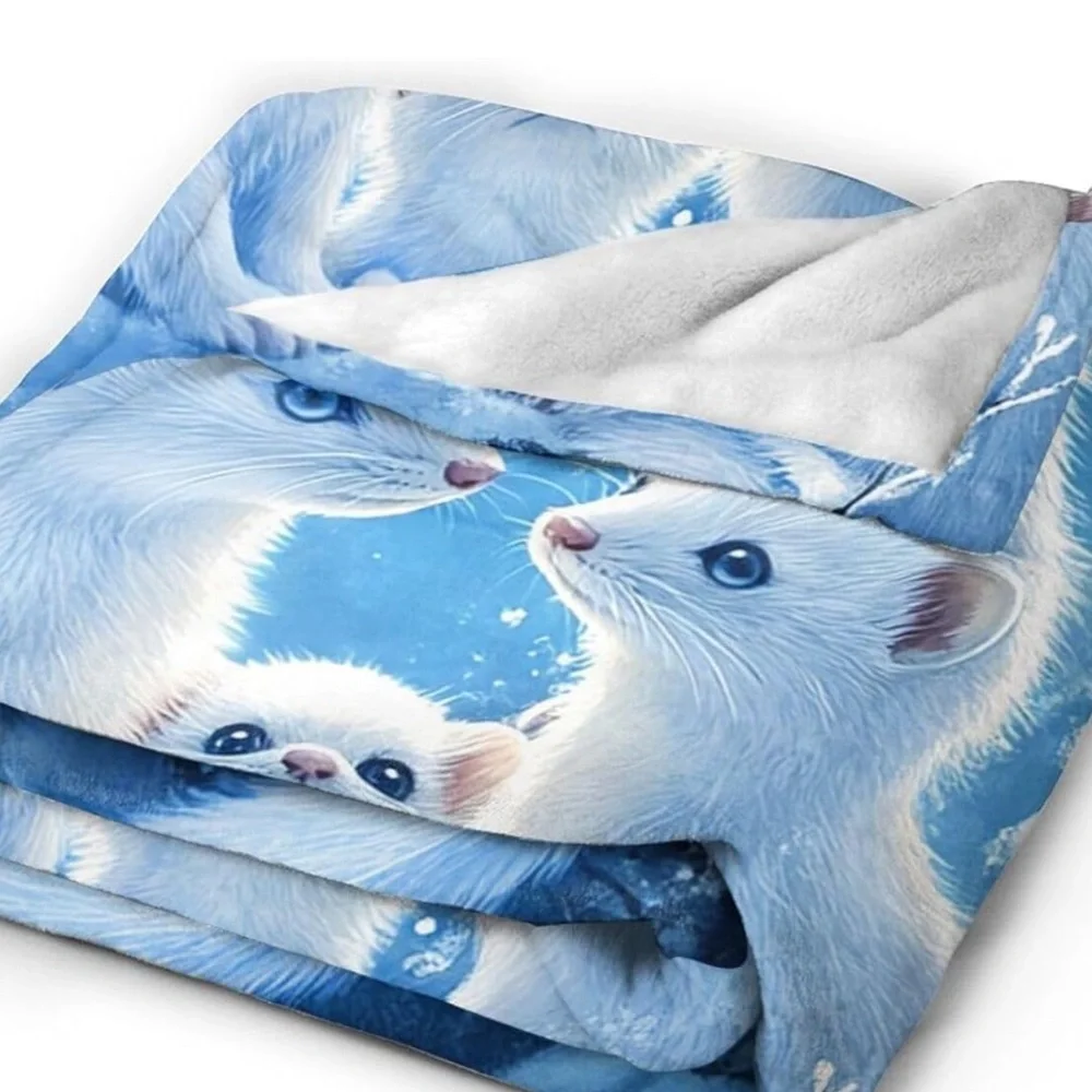 Winter ferret Family Throw Blanket